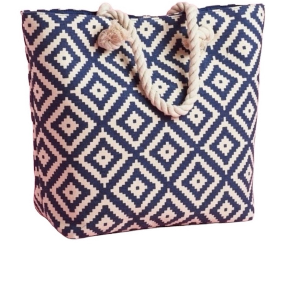 50%offw❤️ Tote Bag Summer & Rose‎ Navy-White Tote